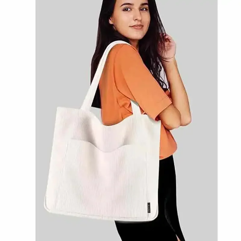 SB21 Bolsa tote feminina de ombro grande com zíper e bolsos para compras de viagens de trabalho universitário