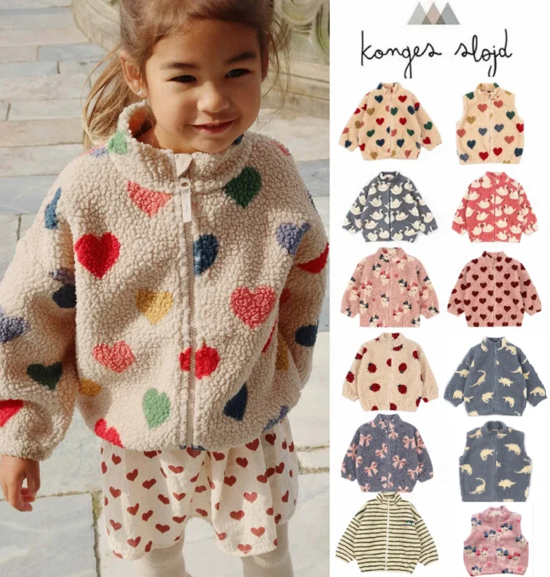 

Children's Jacket 2025 Fall New Ks Printing Fashion Girls Boys Cotton Clothing Warm Thickened Lamb Wool Coat Children's Clothing