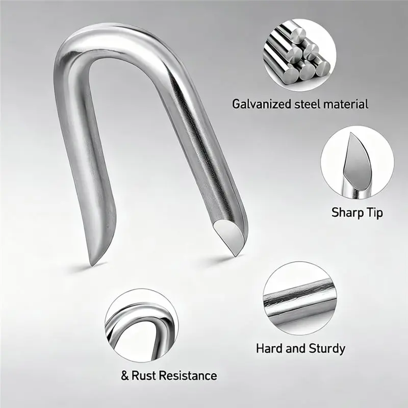 B23B Steel Wire Fencing Staples Galvanized U-Shaped Fasteners Nails