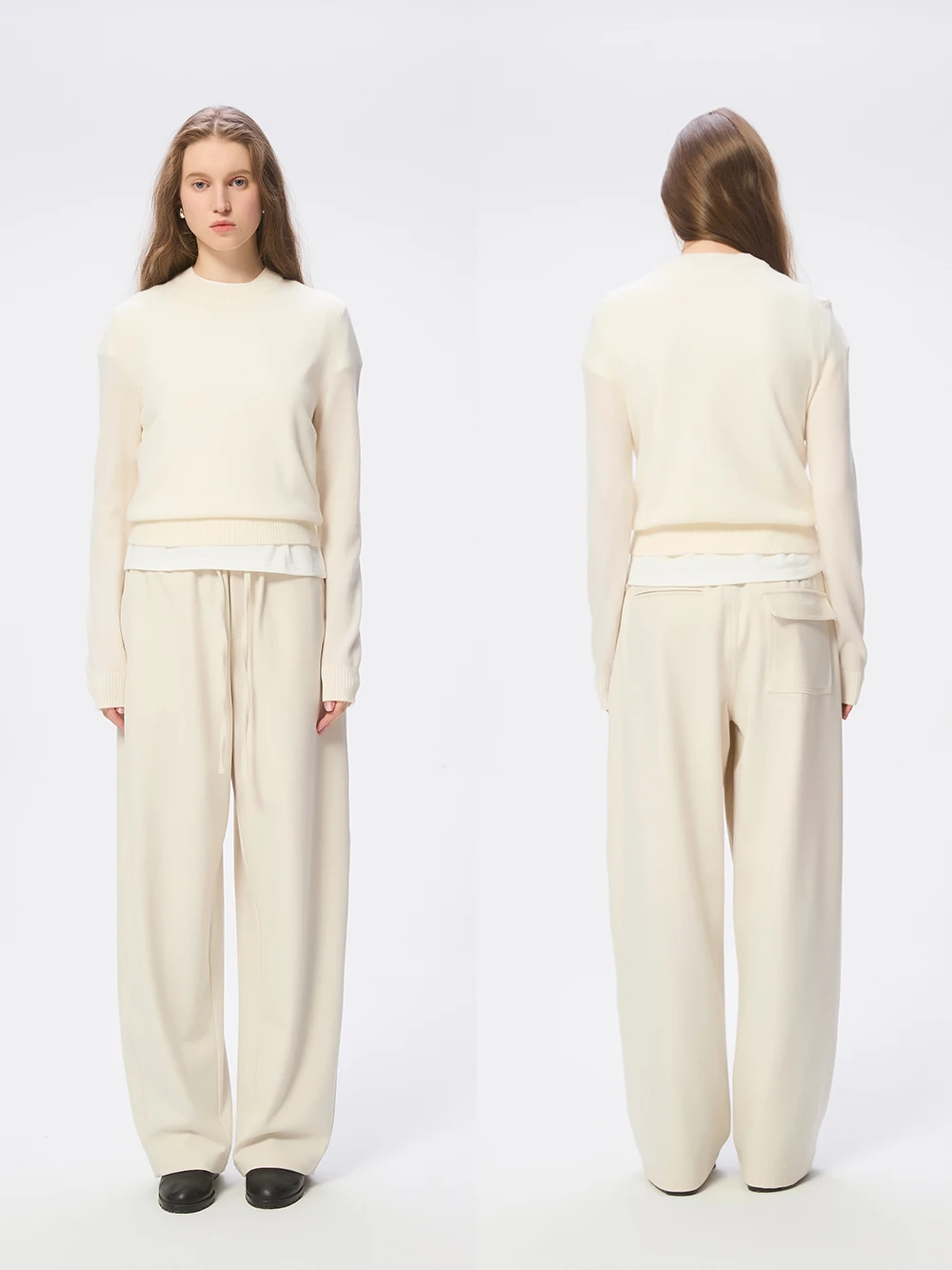 

Широкие брюки HIGHLIFE Cloud Mist из белой шерсти с завязками, свободного кроя, универсальные, повседневные, прямого силуэта, с высокой талией, из смесового хлопка