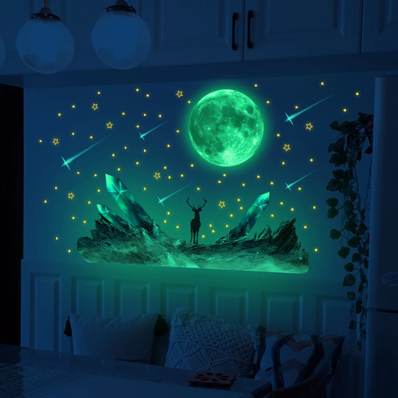DIY Glow-in-the-Dark Star and Moon Wall Decals: PVC Glow-in-the-Dark Space Stickers, Perfect for Kids\' Bedrooms and Home Decor
