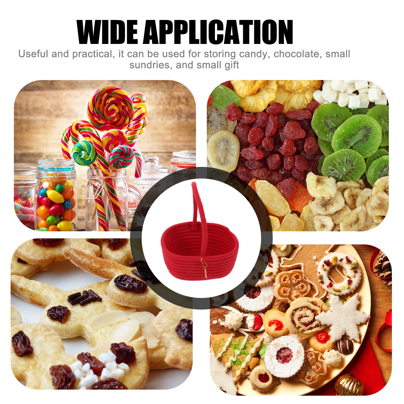 

Red Festive Handle Basket Large Capacity Wedding Candy Storage Basket Snack Biscuit Organizer Chinese Wedding Party