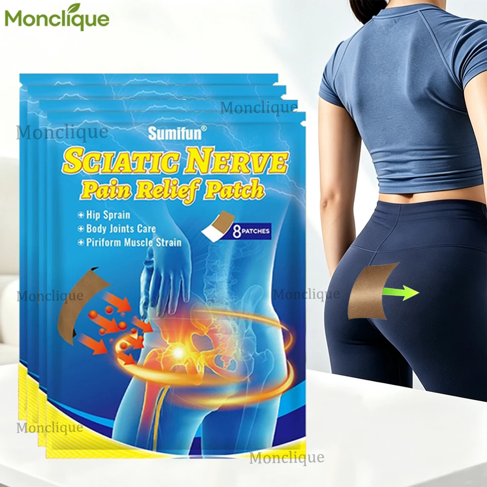 8/80PCS Hip Hot Compress Waist Hip Thigh Soothing Bandage Long-lasting Heating Non-woven Fabric Daily Health Care