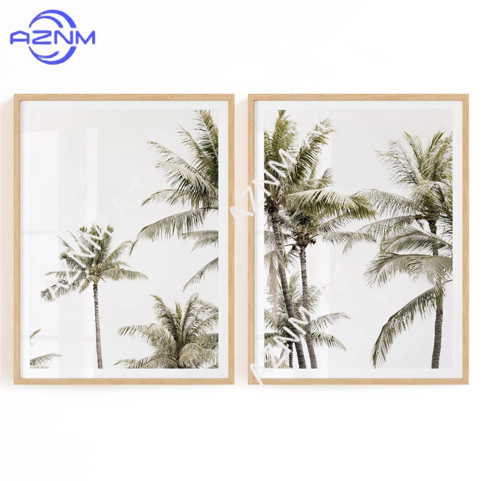 1/2Pcs Palm Trees Set of 2 Prints Digital Download - Tropica