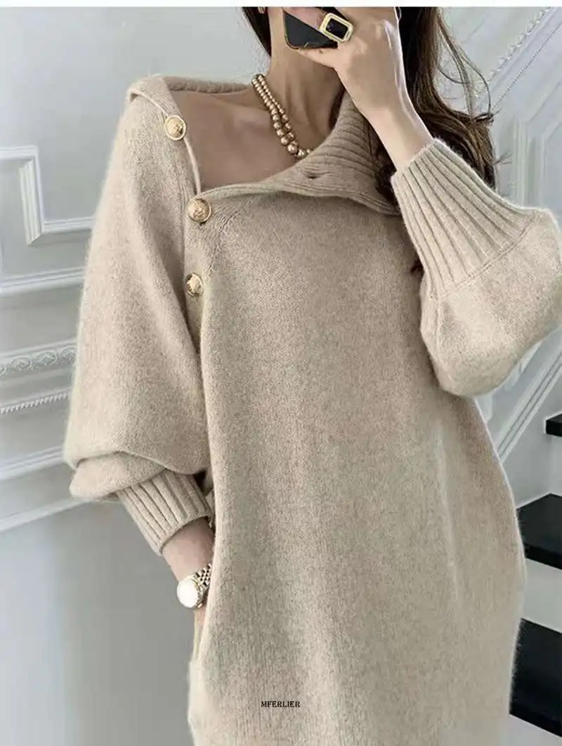 Plus Size 5XL 150KG Women Autumn Winter Knitted Dress Turtleneck Sexy High Elastic Oversized Sweater Dress knit Warm Long Dress