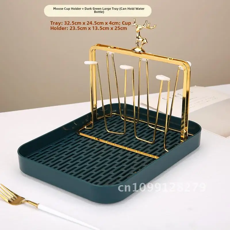 Легкий роскошный держатель для чашки с изображением лося, двухслойный поднос в скандинавском стиле, подвесная стойка для хранения чайной чашки для дома, минималистичный дизайн