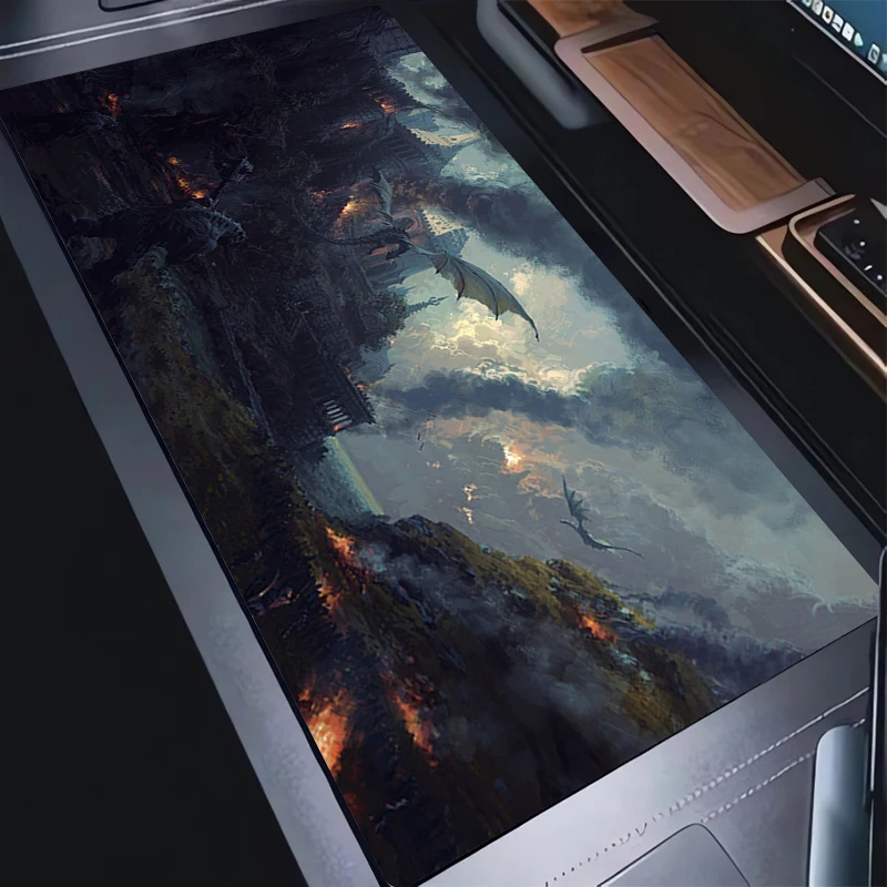 

Коврик для мыши, 1 шт., увеличенный игровой коврик для ноутбука, с HD-печатью «Дракон», настольный коврик с прошитой нескользящей резиновой основой, мягкий коврик для клавиатуры