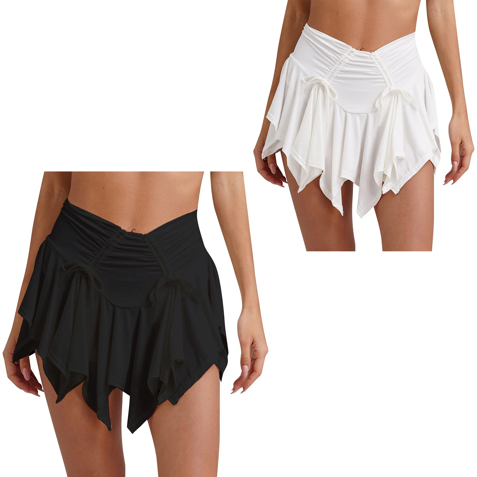 Женская готическая мини-юбка в стиле панк, плиссированная юбка с асимметричным подолом и рюшами на завязках и с защитными трусами, юбка для уличного образа