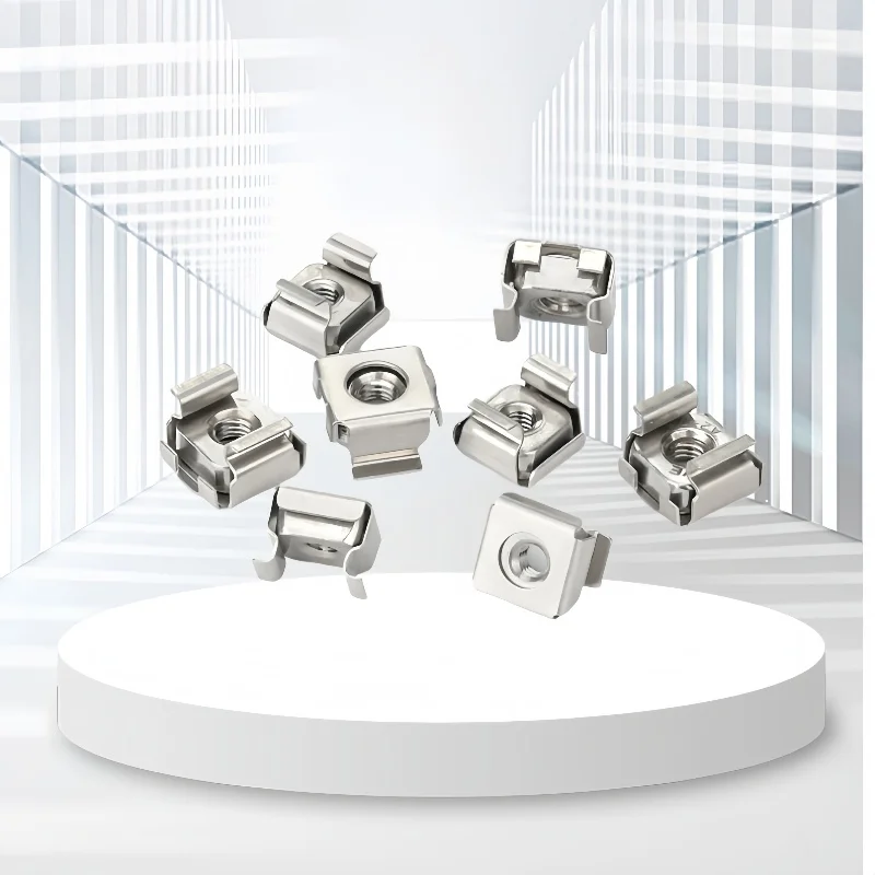 

304 Stainless Steel Quartet Floating Nut Square Snap-In Nut Cassette Elastic Enclosure Card Cage Nuts Use to fix Server Cabinet
