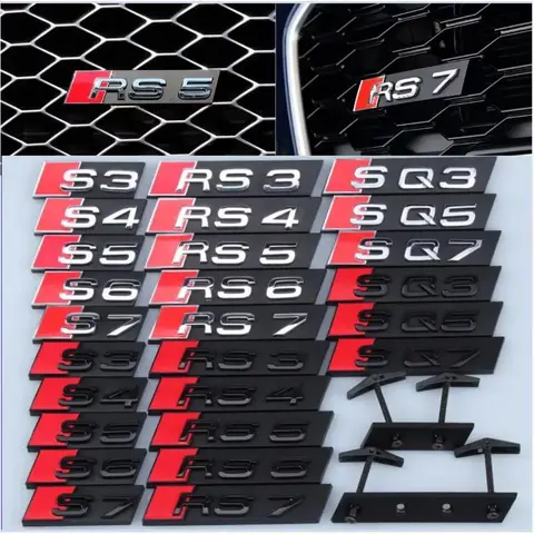 1Pc Audi Car Grill Badge Front Emblem for Audi Sticker S5 S6 S7 S8 RS3 RS4 RS5 RS6 RS7 RS8 SQ3 SQ5 Auto Modification Accessories