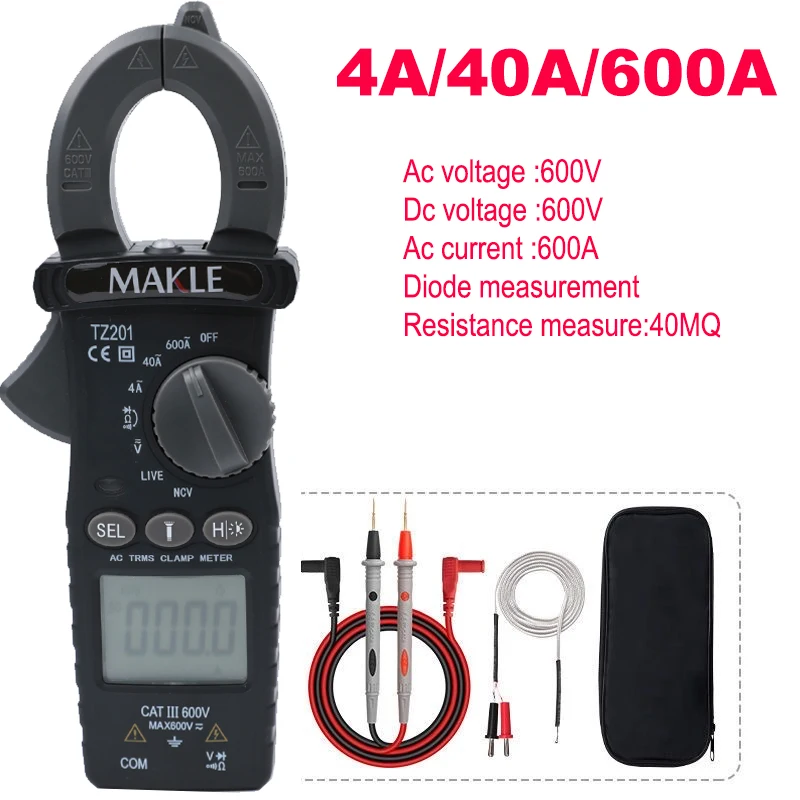 Digital Clamp Meter  600A AC DC Current True RMS Auto Ran Pliers Ammeter Voltage Voltmeter Professional Electrical Tester