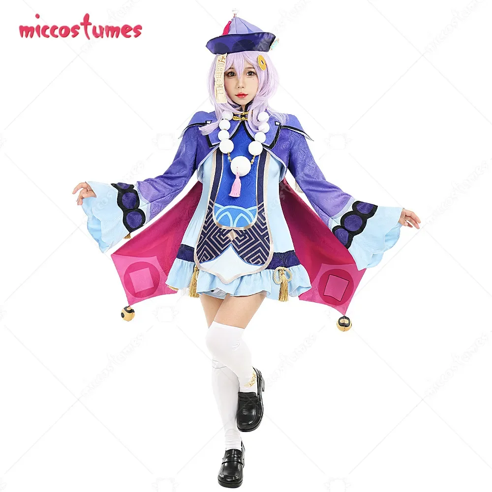 Women's Qiqi Cosplay Costume Dress and Coat Set with Shorts Hat