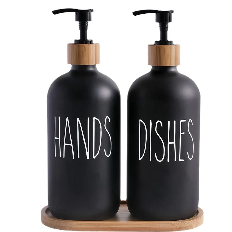 500ml Hand Soap and Dish Soap Dispenser with Pump Soap Bottles for Farmhouse Kitchen Counter Bathroom Decor Organization