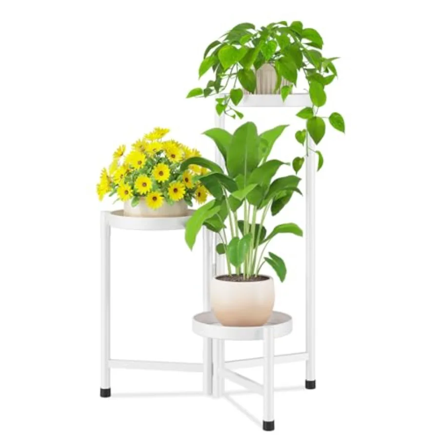 

Plant Stand Indoor Outdoor 3 Tier Corner Metal Flower Display Holder Shelf Easy Assembly Folding Tall Orchid Rack f