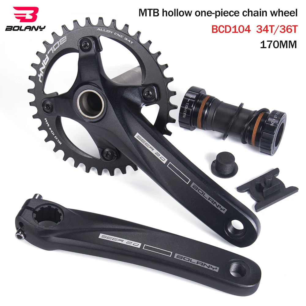 Bolany104BCD Chain Wheel Crankset  Mountain Bike Hollow One-Piece Narrow Wide Tooth Plate 34T/36T Bicycle Accessories