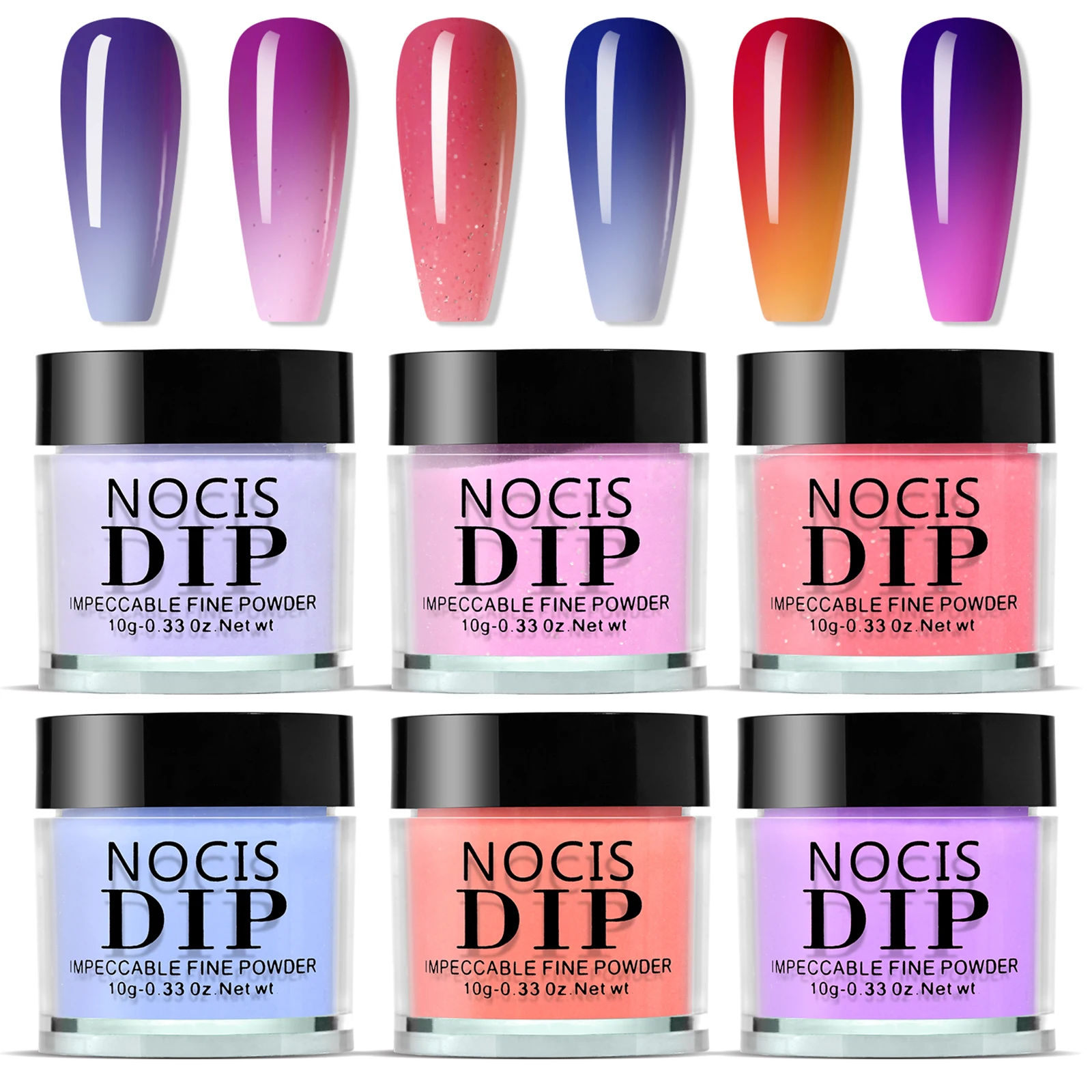 NOCIS 6-kleuren nageldompelpoederset Nail Art Dip Powder Kit Sneldrogend Geen UV / LED-nagellamp nodig
