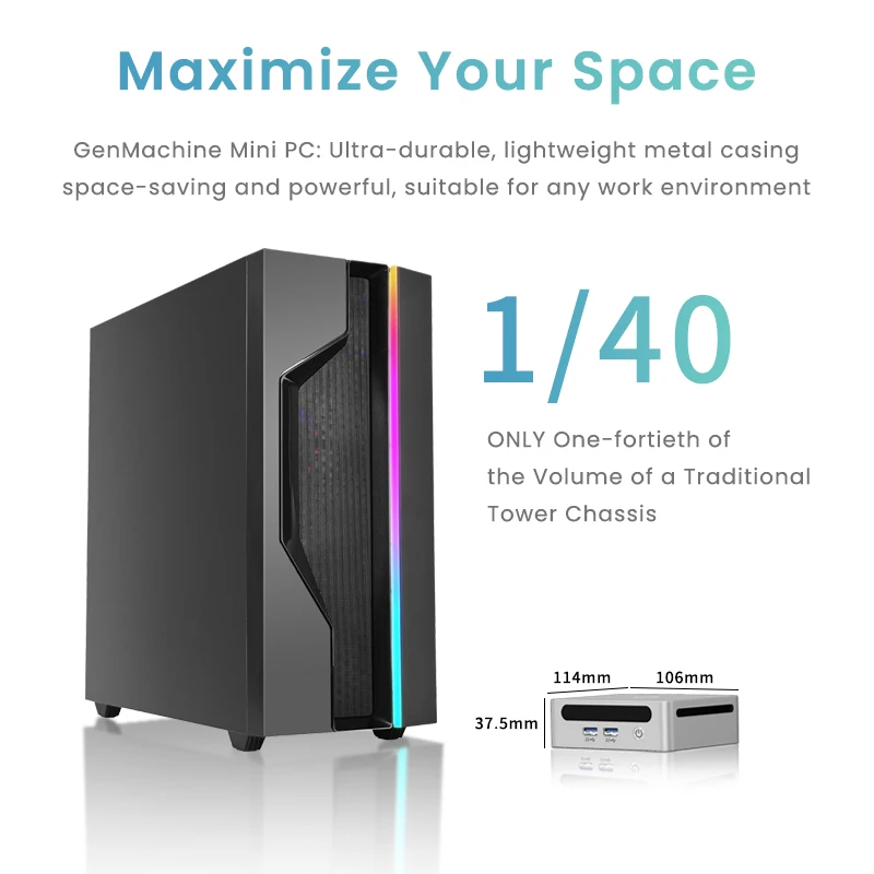 GenMachine Mini PC Ryzen 5500U Windows 11 DDR4 3200MHz WiFi6 لتقوم بها بنفسك كمبيوتر ألعاب Ordenador ألعاب كمبيوتر صغير