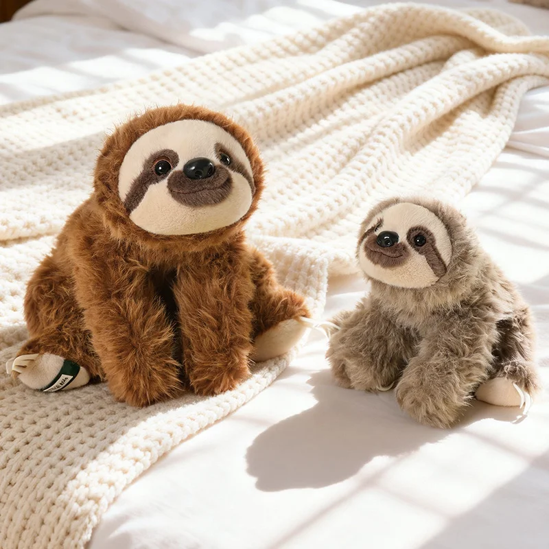 Cute Sloth Plush Toy Soft Fluffy Stuffed Animal Sloth Doll Huggable Animal Plushie Home Sofa Decor Birthday Gift for Kids