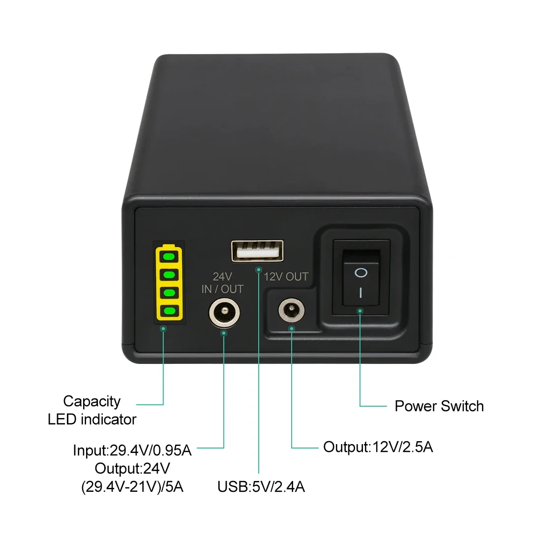 Rechargeable Lithium Ion Battery Pack DC USB Power Supply 24V 6200mAh 156Wh CPAP CCTV Camera 12V Lithium Ion Battery Price