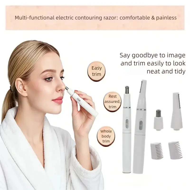 2in1 Multifunction Electric Hair Trimmer Privacy Nose Ear Eyebrow Hair Cleaning Remove Shaver Battery Powering Portable Epilator