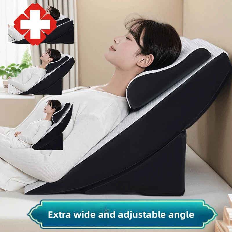 ‌Anti-Reflux Bed Wedge Pillow, Adjustable Backrest Support, Triangle Cushion for Reading, Multi-functional Home Lumbar Pillow