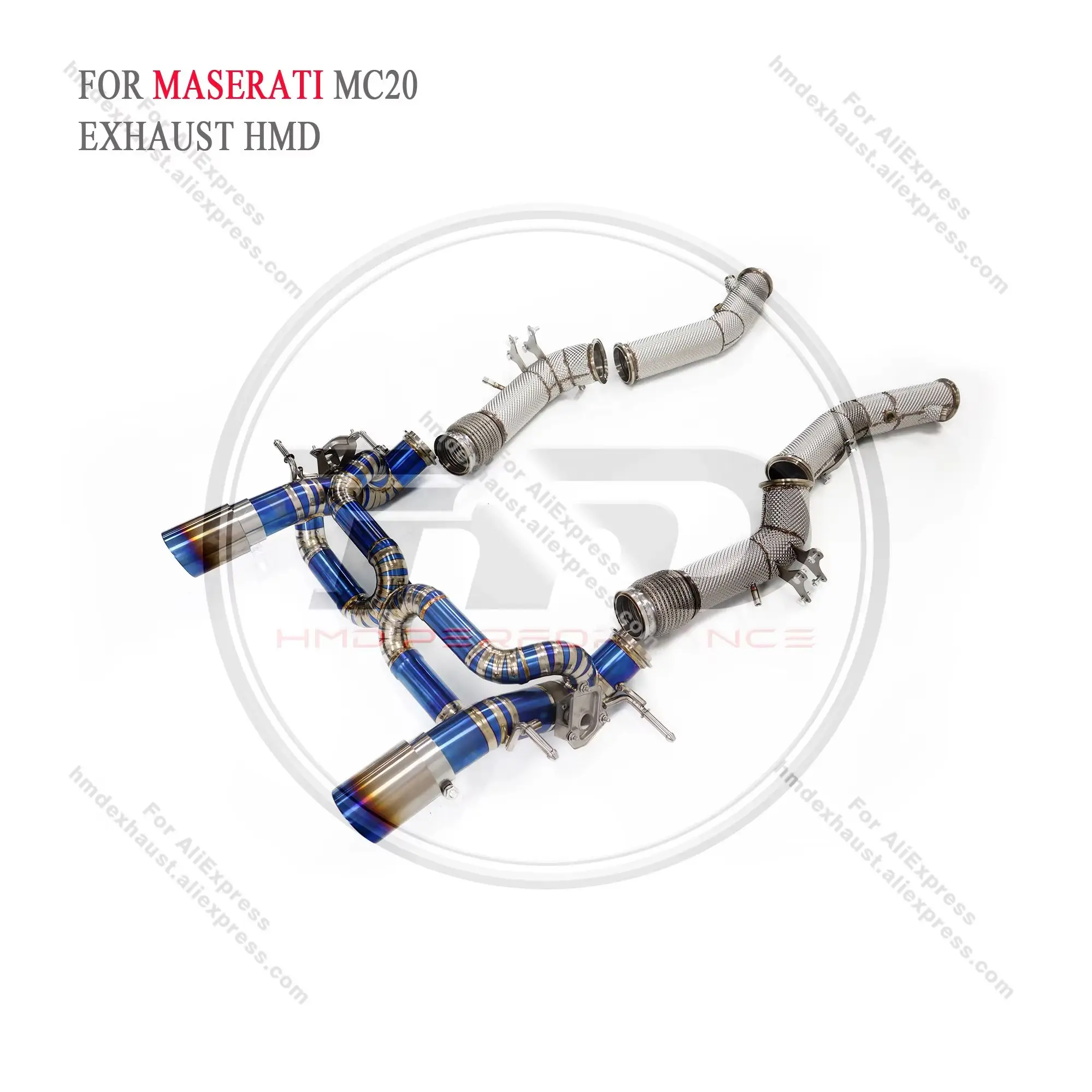 

Титановая выхлопная система HMD Performance Catback для Maserati MC20 Catless Downpipe с теплозащитным экраном