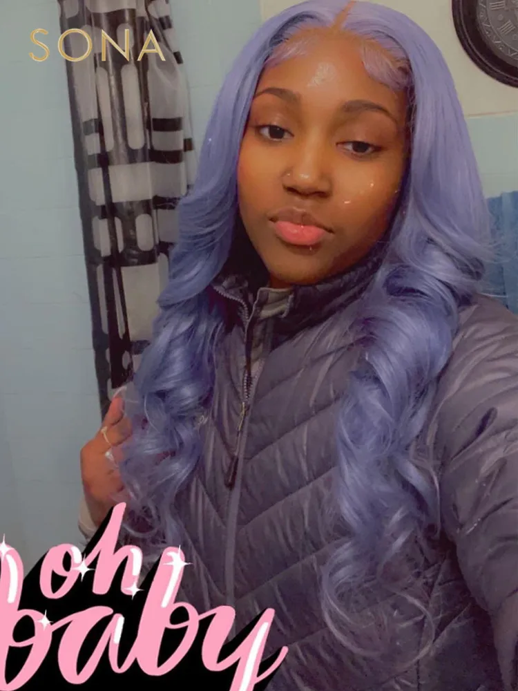 Lavender Purple Colored Body Wave Lace Front Wig Pre Plucked 13X6 HD Transparent Purple Lace Frontal Wigs For Women Human Hair