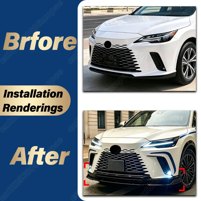 For Lexus RX350 RX300 2023 2024 2025 2026 Car Front Bumper Spoiler Lip Black Knight Style 3PCS Front Lip Body Modification Kit