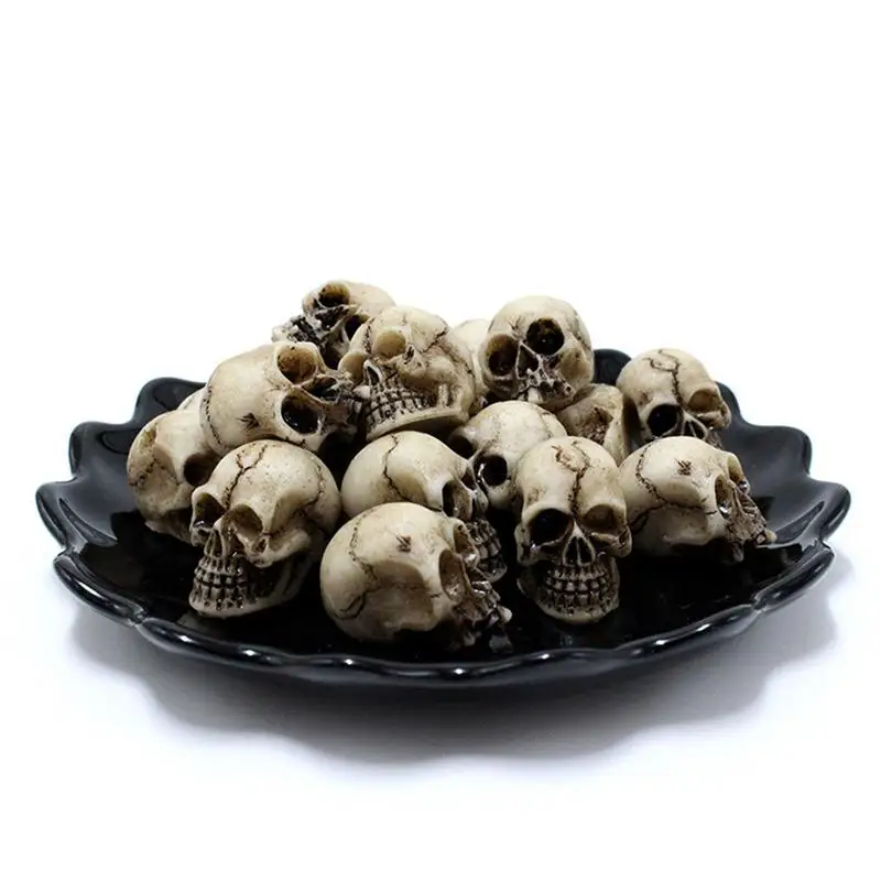 Decoración de Mini calaveras de 20 piezas, cabeza de esqueleto, maceta pequeña, decoración de calaveras de esqueleto realista, artesanía, modelo de decoración