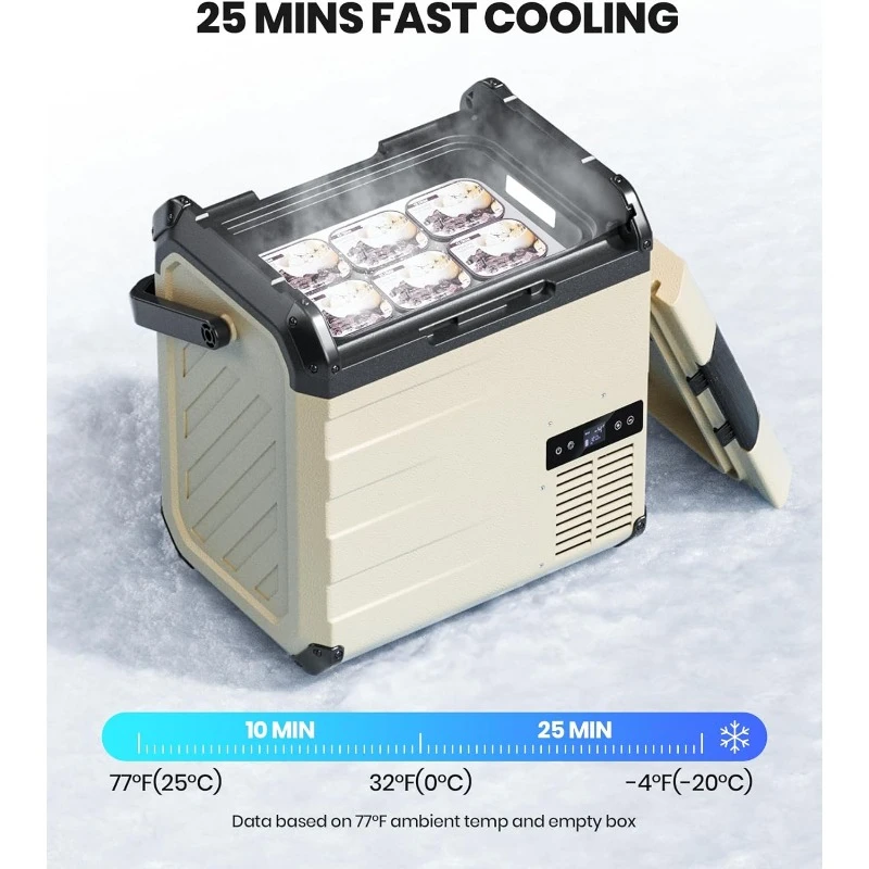 D18 12 Volt Car Refrigerator, Portable Freezer 19Qt/18L Battery & Solar Powered Cooler 25W, -4~50℉, 12/24V DC, 110~240V AC,