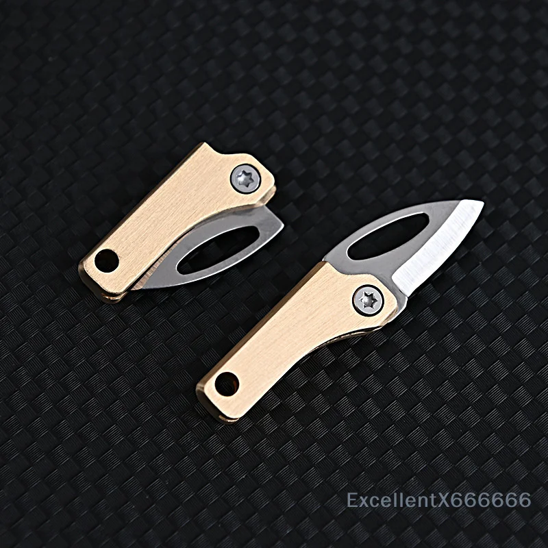 CS GO Hanging Outdoor Camping EDC Knife Brass Magnetic Attraction MINI Folding Knife Portable Unboxing Small Blade Keychain