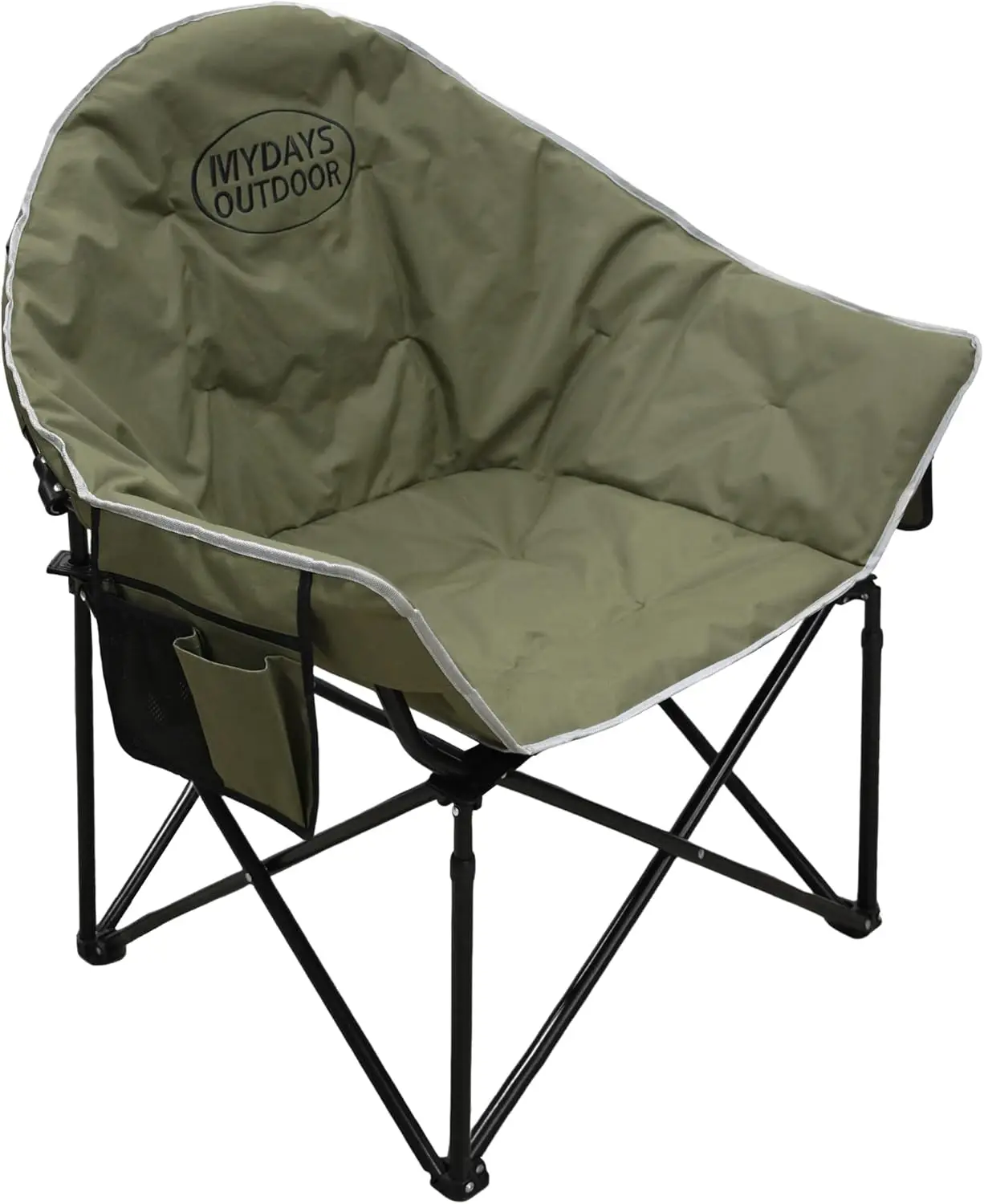 

Oversized Camping Chair, Portable Folding Moon Chair with Side Pocket, Heavy Duty Outdoor Chair for Camping, 400lbs Supp
