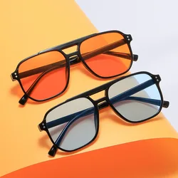 Women Men Square Sun Glasses Retro Polygon Sunglasses Female Black Vintage Fashion Ladies Oculos De Sol Double Beam Eyeglasses
