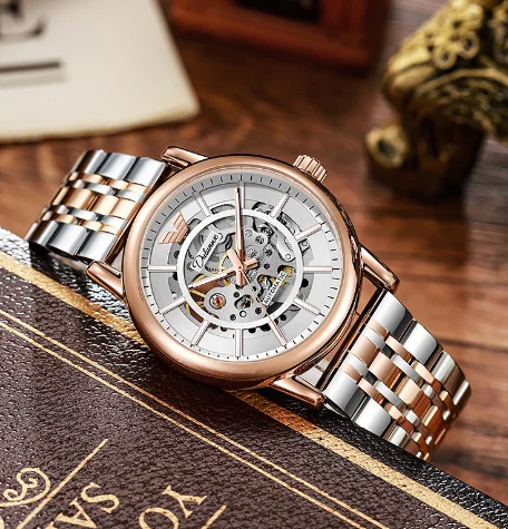 Fully Automatic Mechanical Watch for Business Hollowed Out Transparent Waterproof and Night Light Function Mechanical Men Watch