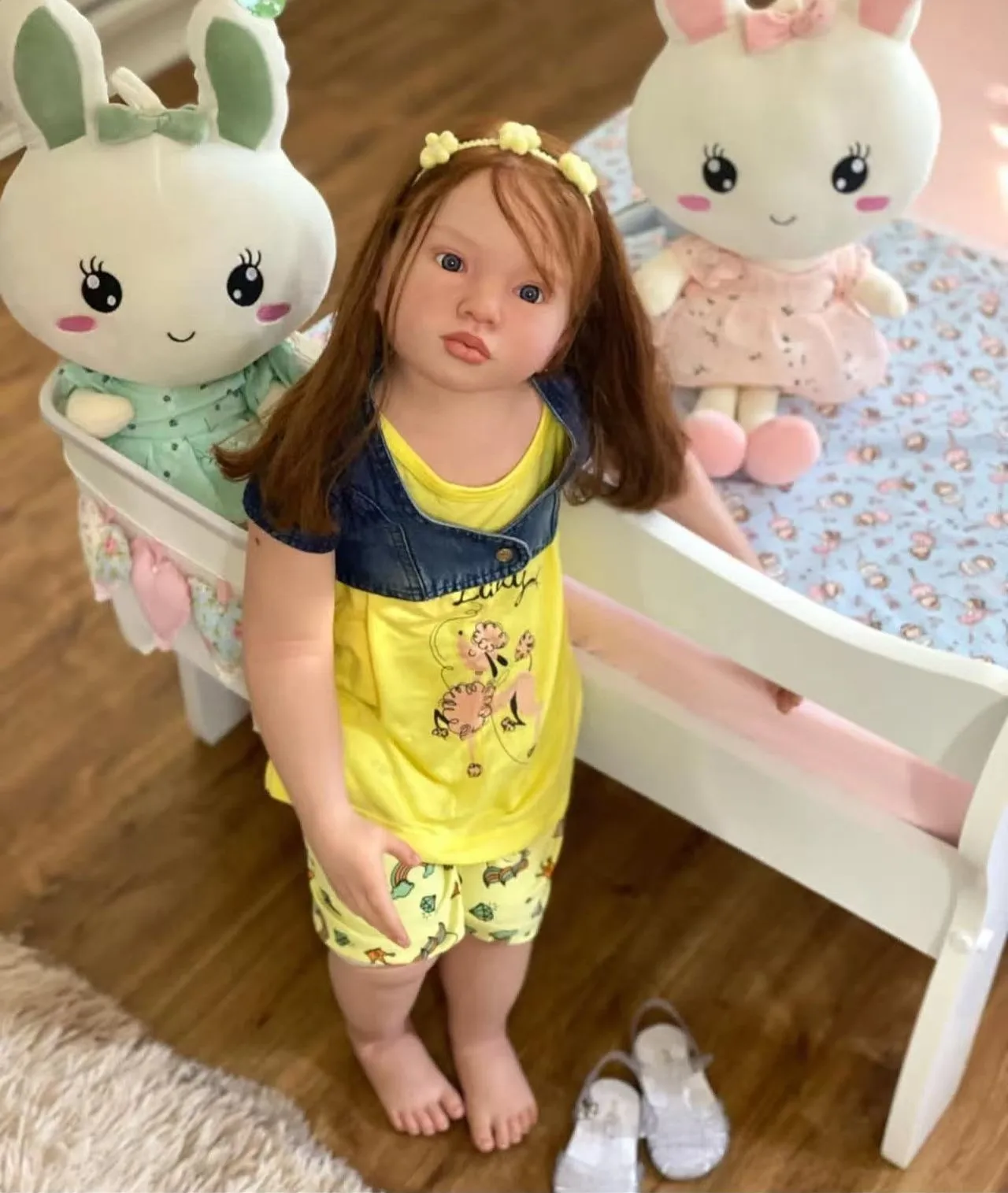 Kits de Muñecas Reborn Pintadas de 42 Pulgadas de Aloenka, Muñeca Realista de Niña Pequeña con Cabello Injertado a Mano, Regalo Diy