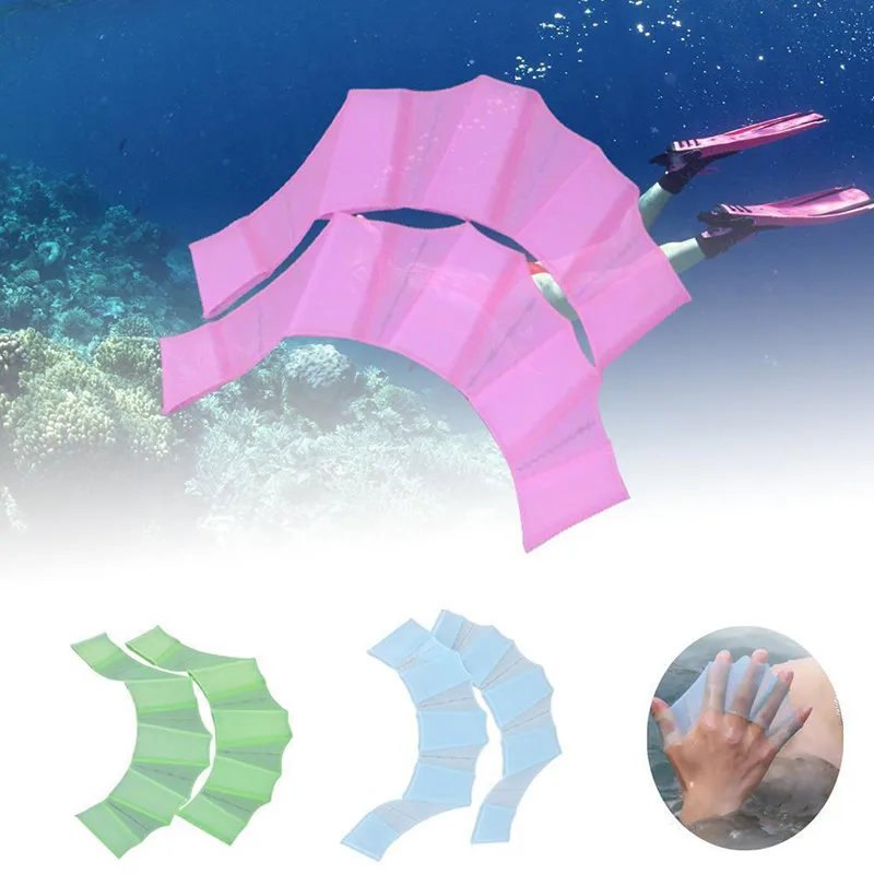 1 pair Silicone Swimming Fins Men Women Child Swim Pool Sport Professional Training Finger Hand Webbed Gloves Paddles Equipment