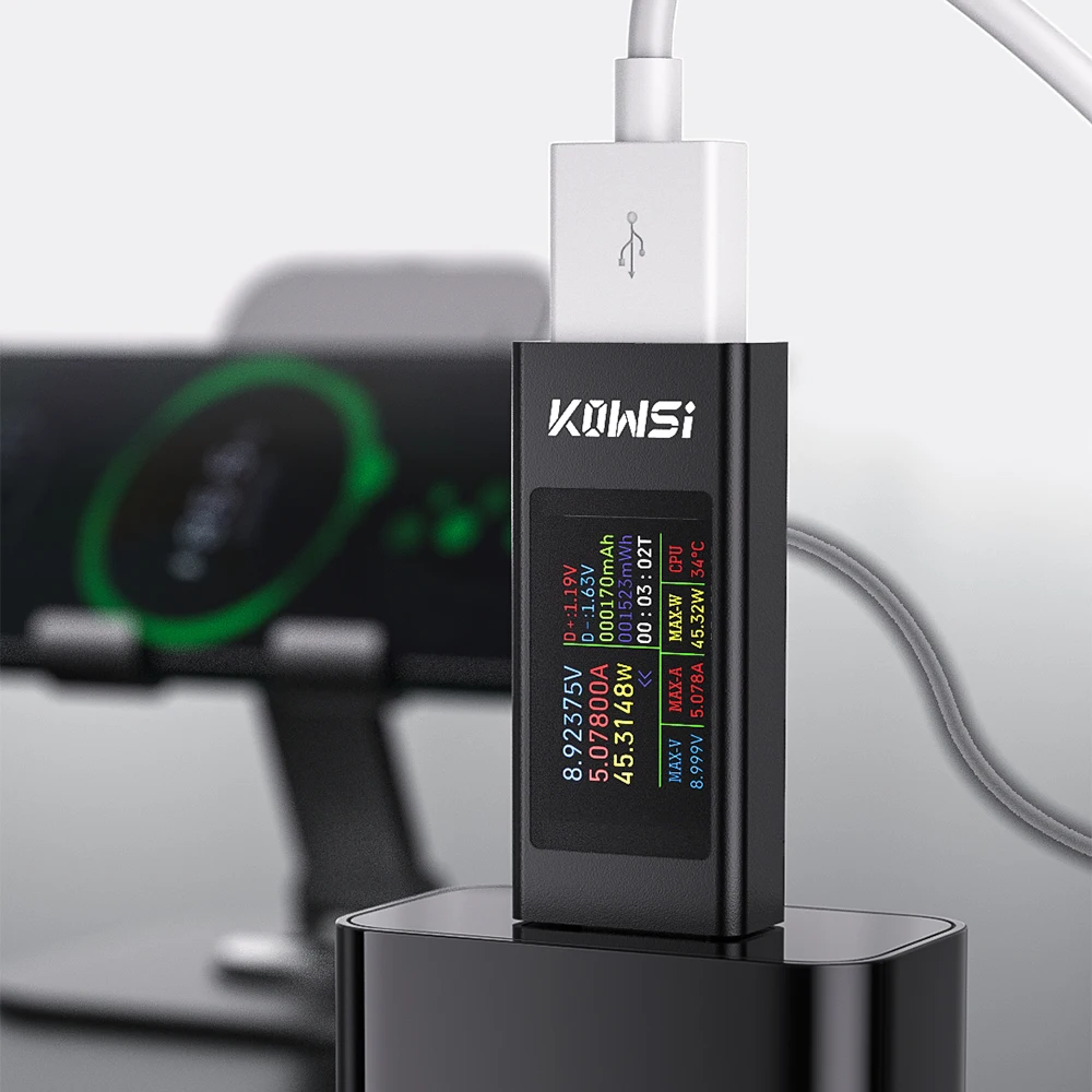 KWS-MX23 Multifunktions-USB-Tester HD 1,06 Zoll IPS-Display Spannungs-Amperemeter Leistungsmesser für DC 4-30V 0-8A – Detail 3