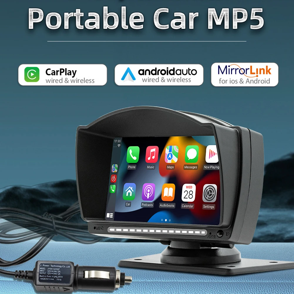 Car Radio MP5 Player Wireless Compatible For Android AUTO/IOS CarPlay 4.7-Inch IPS Screen V5.0 Function Hands-free Calling Auto