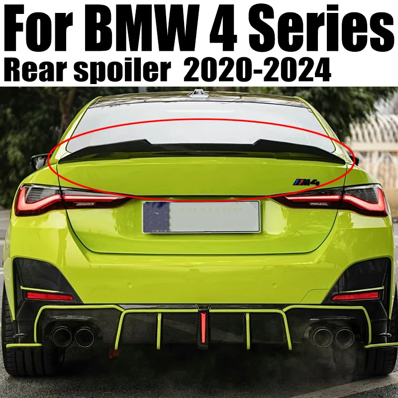 

For BMW 4 Series G26 2020-2024 PSM Style Car Rear Trunk Lid Boot Ducktail Lip Spoiler Wings Black Carbon Accessories