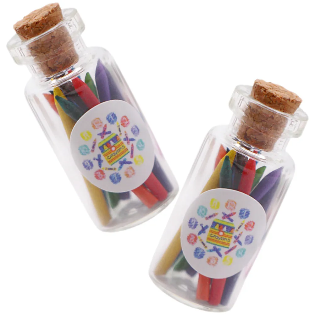 

2Sets Miniature Colorful Crayons in Glass Bottles Premium Sturdy Material for Mini House Decor Accessory Dollhouse Layout Props