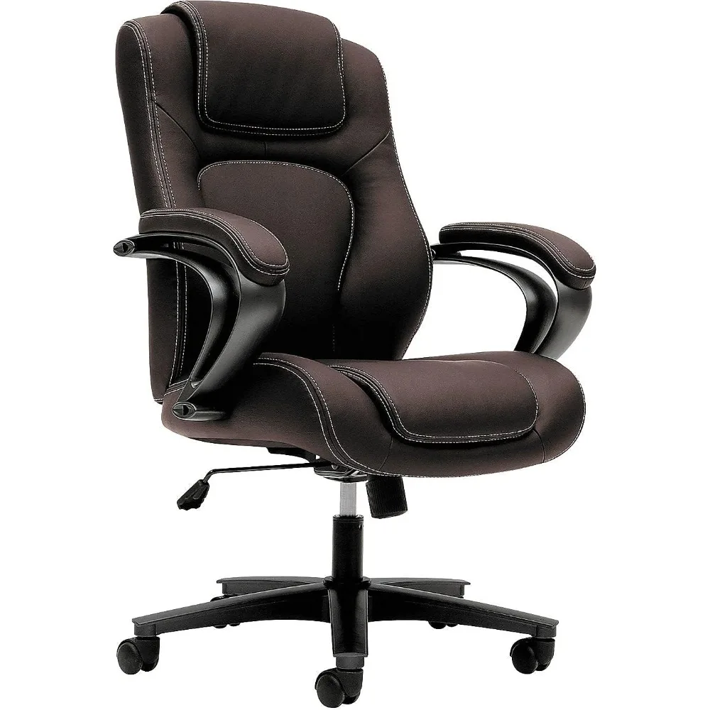 Chair - High-Back Office Chair with Arms for Computer Desk, Brown