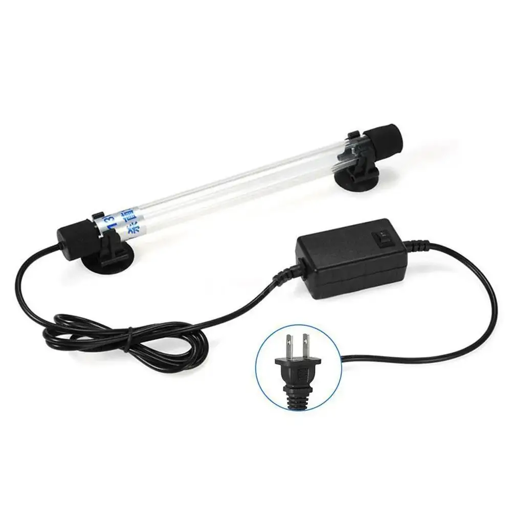 Fish Tank UV Light Sterilization Lamp Submersible Ultraviolet Sterilizer Water Disinfection For Aquarium Lamp AC110-120V US Q8C3