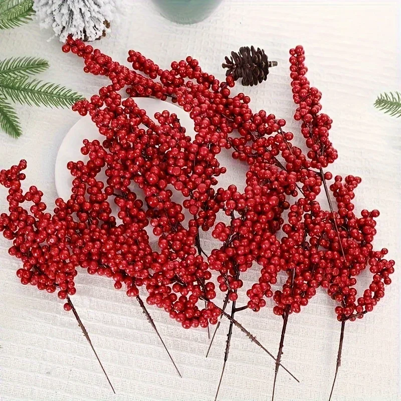 12/1PCS Set leuchtend roter künstlicher Weihnachtsbaum-Dekorationsbeeren - DIY-Feiertagsdekoration – Detail 1