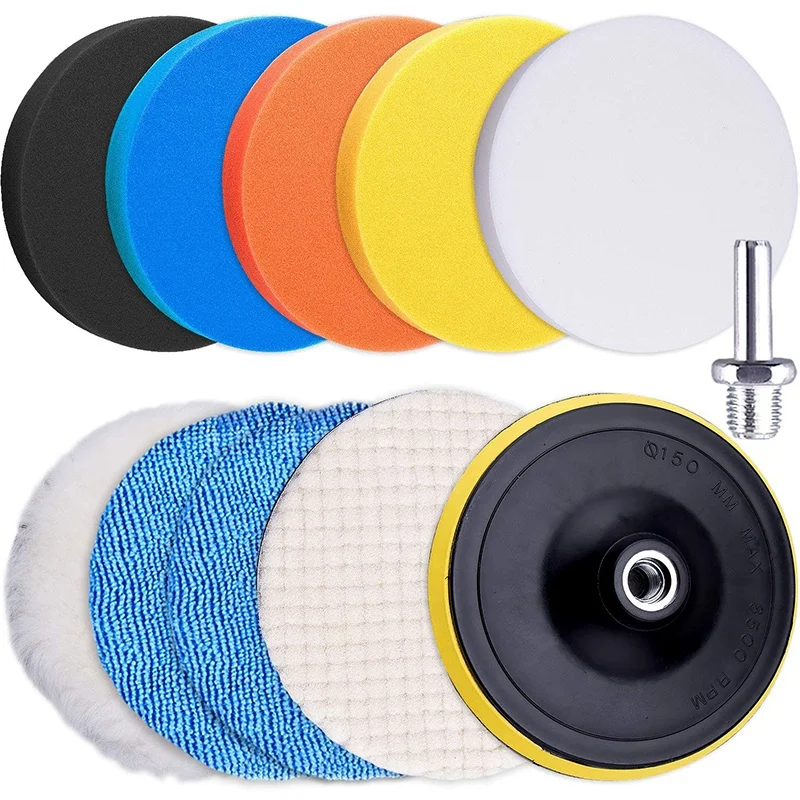 

11 Pieces Polishing Pad 6 Inch Car Polishing Pad Kit Foam Polishing Pad Car Polisher Accessories