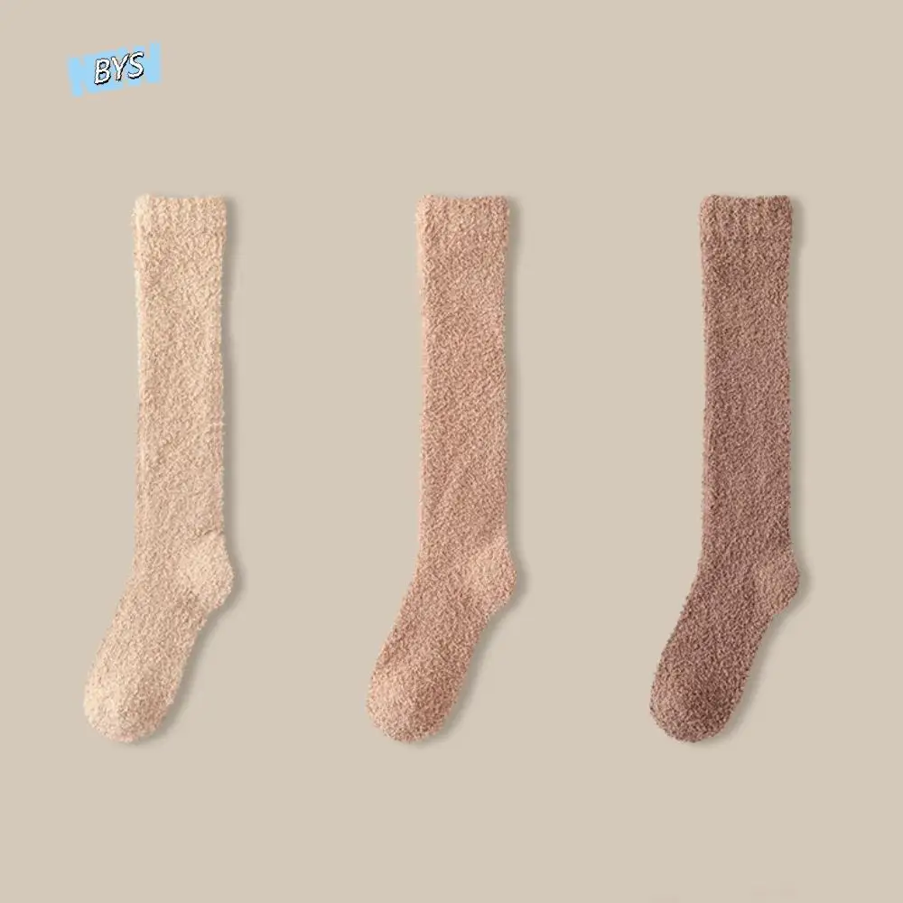 

3Pairs Kawaii Simple Coral Fleece Socks Sleeping Comfortable Floor Plush Socks Hosiery Winter Winter Thicken Stockings Winter