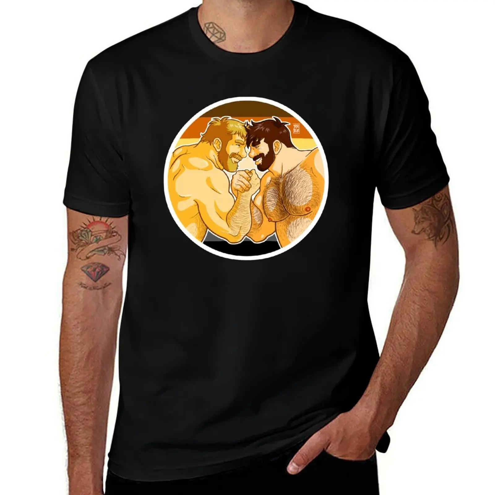

ADAM AND MIKE LIKE ARM WRESTLING BEAR PRIDE - CIRCLE T-Shirt cotton tshirt 100% man t shirt heavy cotton T-Shirt