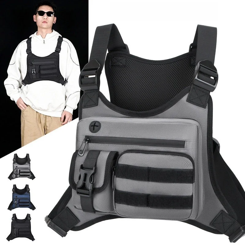 タクティカルベストバッグカジュアル個性ワークウェアバックパックラングブランド新モデル機能ベストバッグレジャートレンディメンズバッグ