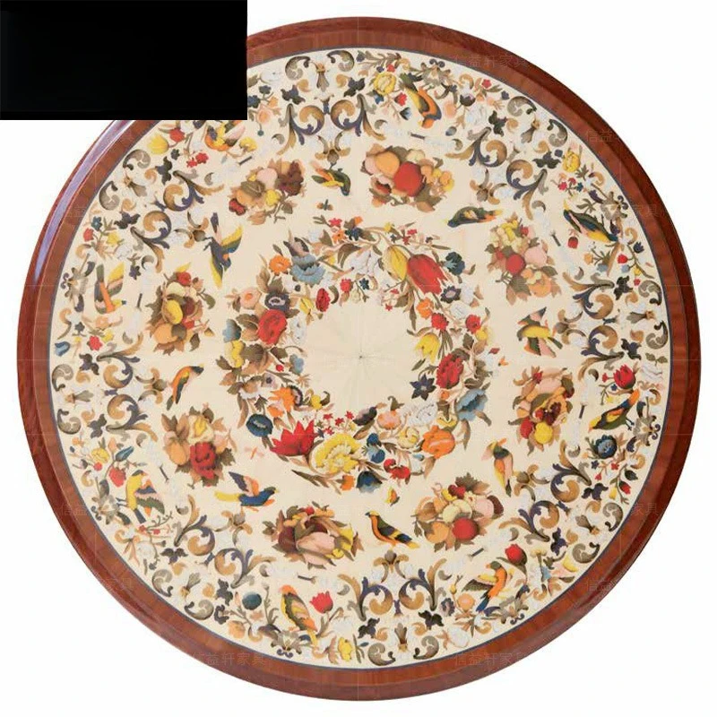 dining table and chair combination solid wood carving bedroom round table dining room dining table French side table furniture