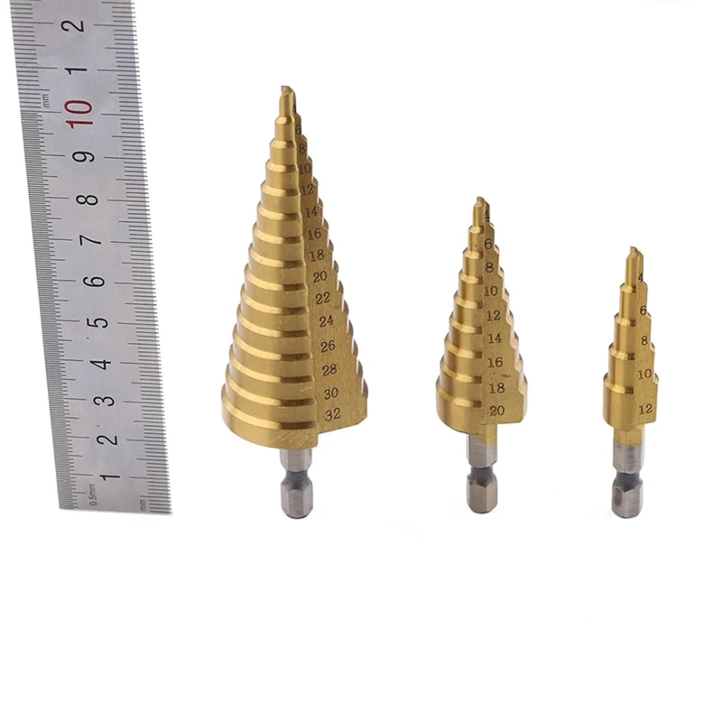 Professional  Hexagon Shank  Step Drill Bit  Sets Alloy Compatible For Punching