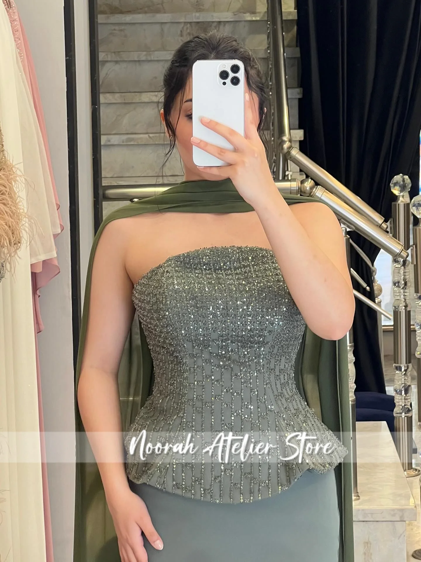 فساتين سهرة فاخرة جديدة أنيقة باللون الأزرق مكونة من قطعتين في المملكة العربية السعودية 2025 فساتين زفاف وشاح Fساتين فستان حفلات طويل مخصص